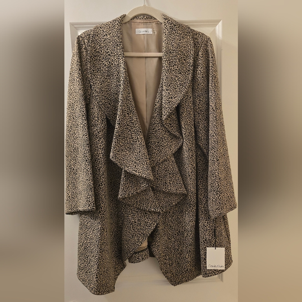 NWT Calvin Klein Cheetah Print Open Front Blazer (14W)